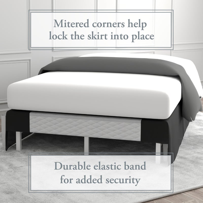 Bed Maker's Bed Makerâ€™s Never Lift Your Mattress Bed Skirt, Designed for Box Spring Beds, Split Corners, 14 Inch Drop Length, California King, Black - Image 3